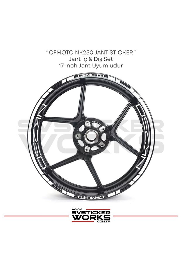 Cfmoto Nk250 Wheel Sticker Wheel Inner Lettering and Outer Stripe Set of 24 Stickers