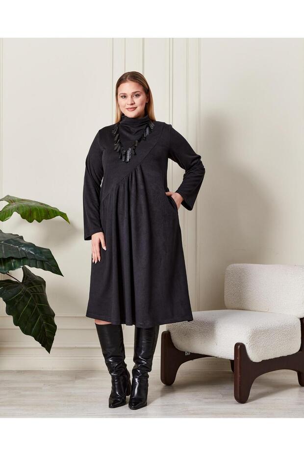 Drawstring Soft Textured Dress Anthracite