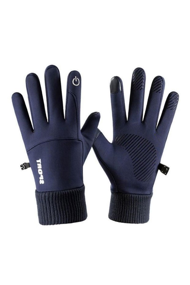L/XL Blue Cycling gloves Warm Full Fingers Waterproof Cycling Outdoor Sports Running Motorcycle Ski