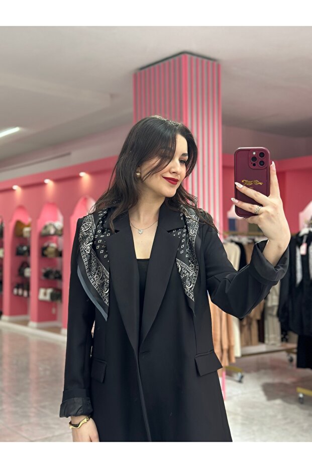 Fularlı Blazer Ceket - 2