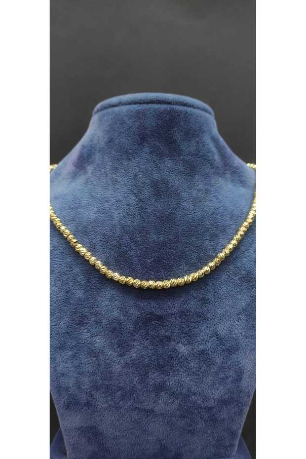 Minimal Necklace with Gold Look Steel Bead Detail -Gold