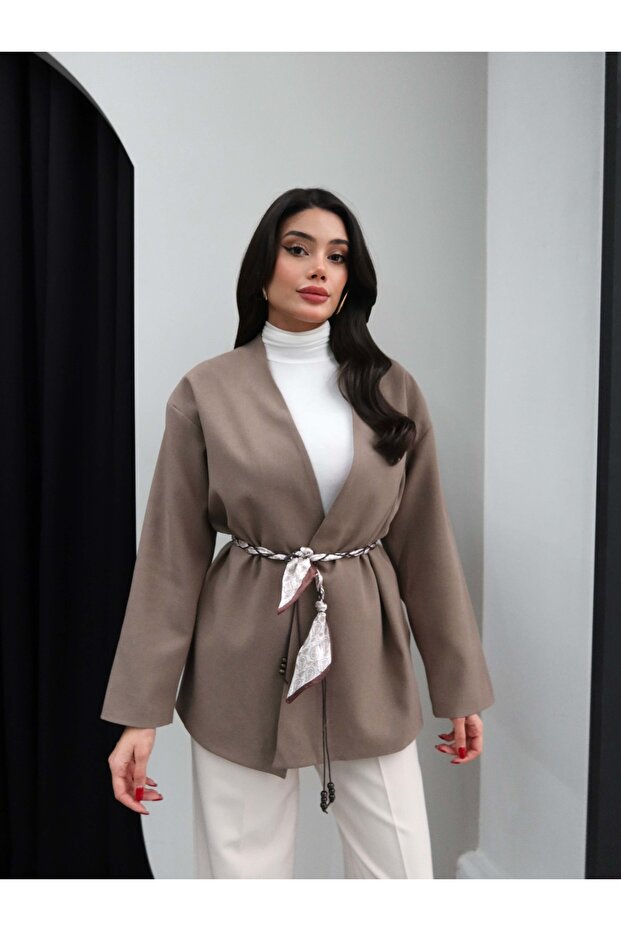 Fular Kemerli Ceket - 4