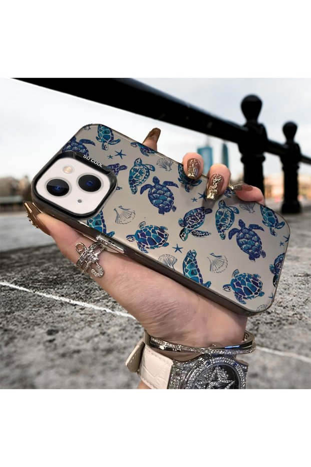 iPhone 15/14 Compatible Turtles Print Pattern Quality Luxury Phone Case Mk01A
