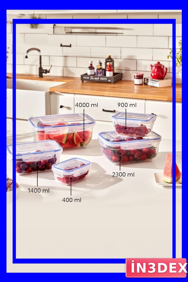 مجموعة من 10 حاويات تخزين مستطيلة محكمة الإغلاق بتفريغ الهواء سعة 4000-400 مل - 4