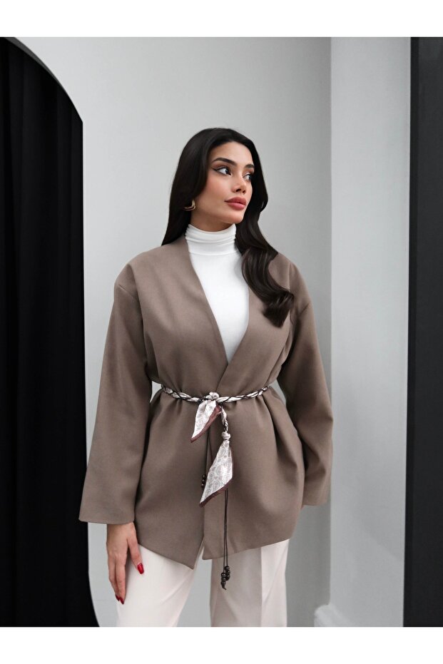 Fular Kemerli Ceket - 1