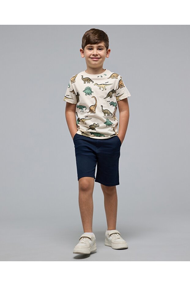 شورت رجالي أزرق داكن سادة مع إغلاق بأزرار - 2