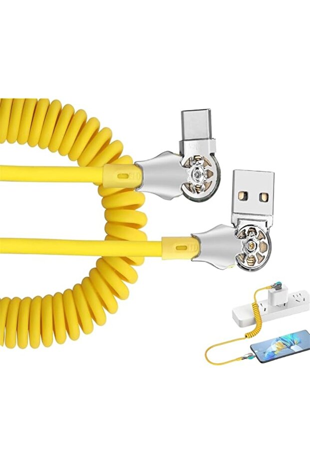 Dual 180° Rotating USB Type C Cable, 1.8m Fast Charging Data Transfer Flexible Rotary USB C Cable