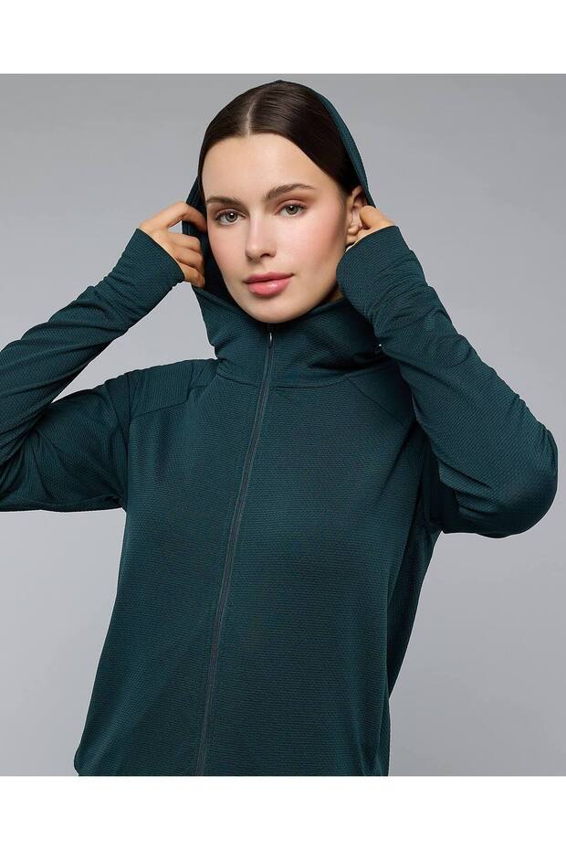 جاكيت رياضي بغطاء رأس رأس وسحاب إغلاق - 4