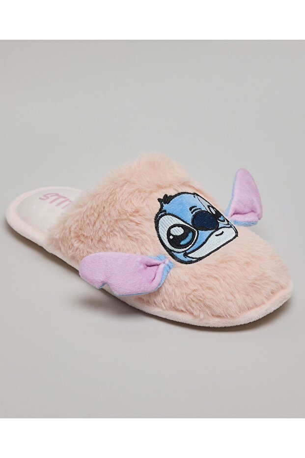 Women's Pink Stitch Appliqued Bedroom Slippers