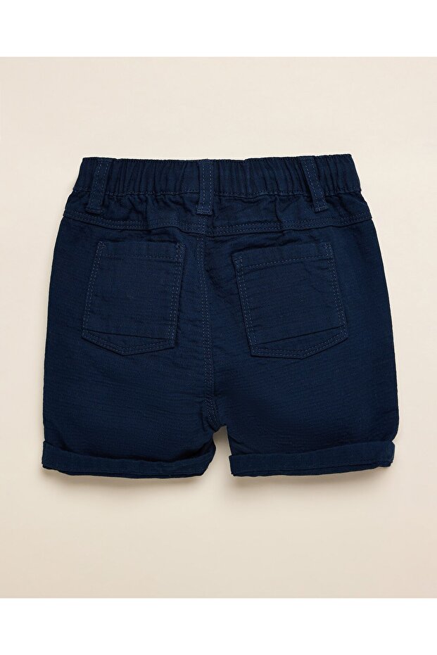 شورت أزرق سادة للأولاد بخصر برباط - 2