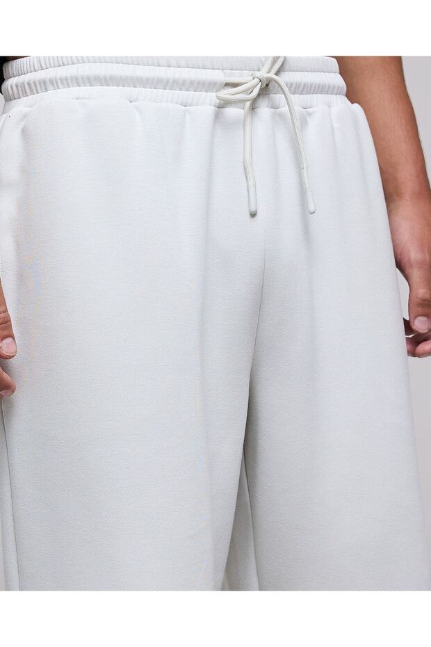 شورت رجالي رمادي سادة بخصر برباط - 6