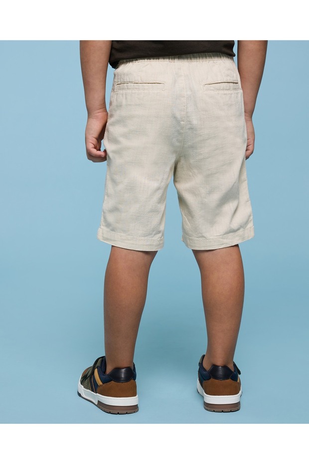 شورت بيج سادة للأولاد بخصر برباط - 4