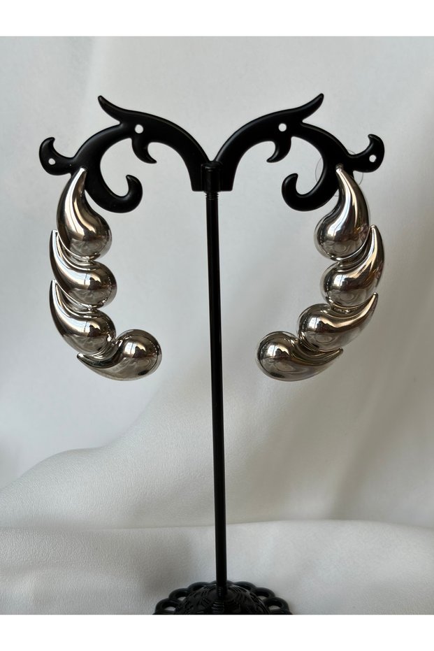 4-Piece Drop Model Silver Earrings