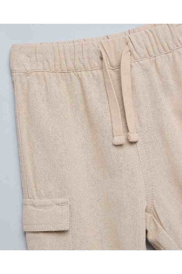 بنطلون كارغو سادة مع خصر برباط - 3