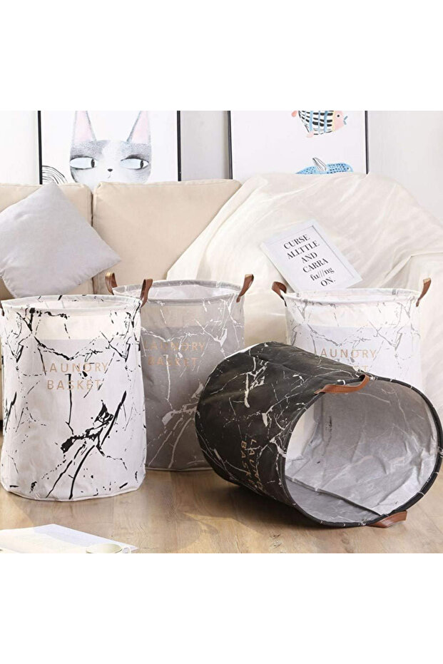 سلة تخزين الغسيل المطبوعة باللون الأسود - 4