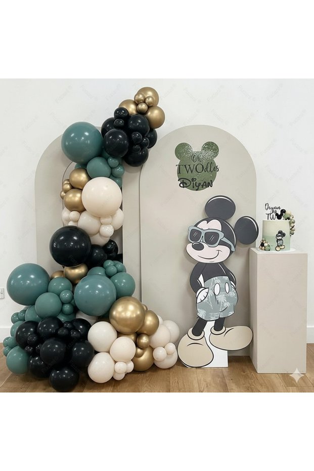 Birthday Balloon Set 65 Pieces Green, Midnight Blue, Black, Cream, Gold Balloon Decoration | Birthday Party Ornament
