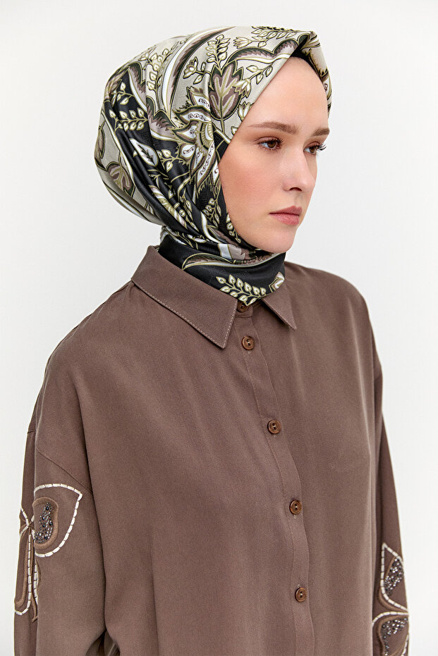 Çiçek Nakışlı Lyocell Tunik - 3