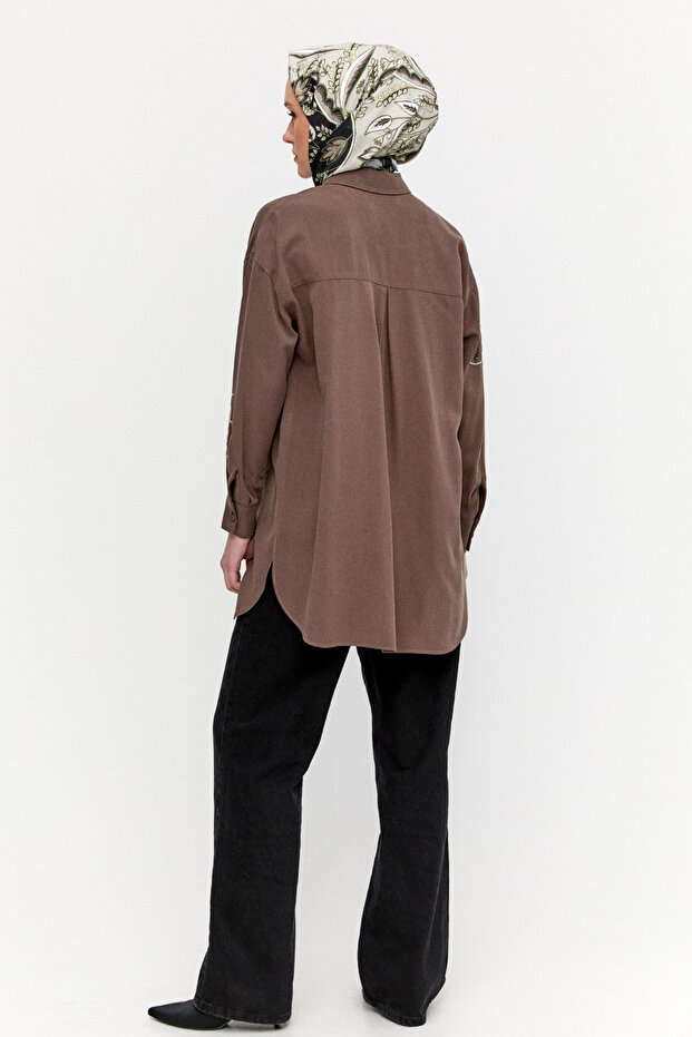 Çiçek Nakışlı Lyocell Tunik - 5