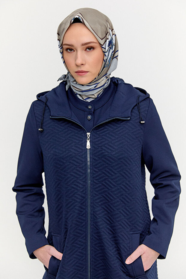 Stoperli Kapüşonlu Fermuarlı Kap - 4