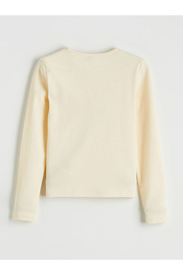 Crew Neck Girls' Embroidered T-Shirt