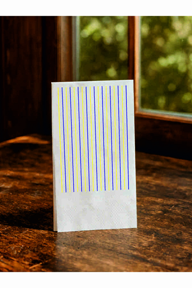 Yellow Navy Blue Stripe Printed Service Napkin – 20 Pieces
