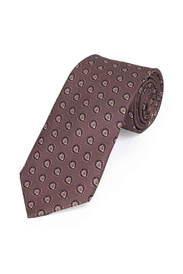 Brown Patterned Silk Tie Set - 3