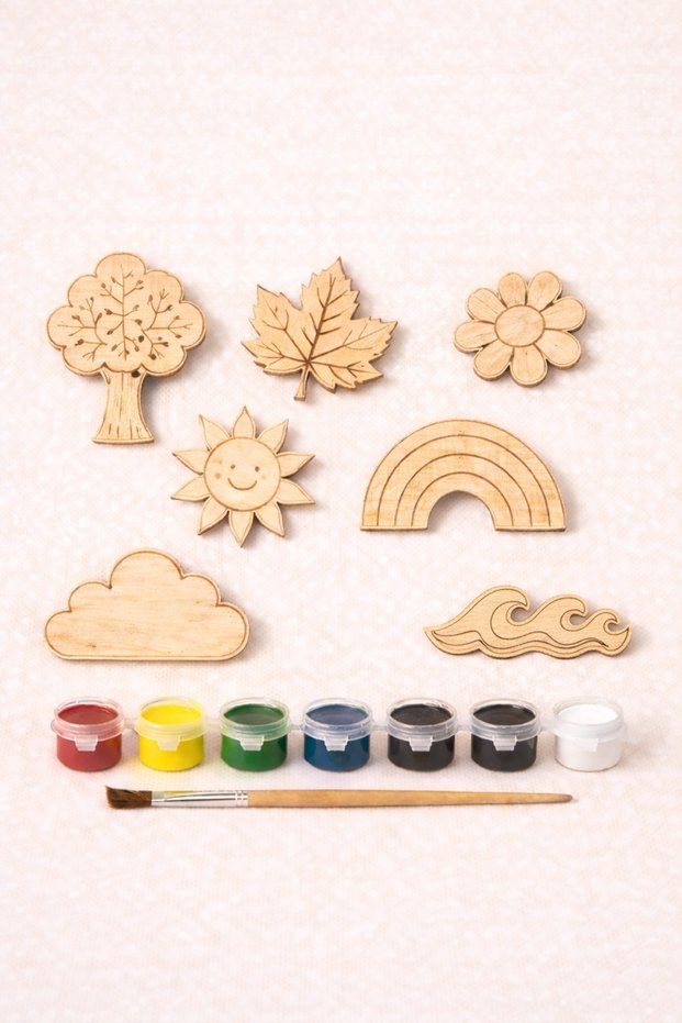 Educational Wooden Coloring Game Nature Figure Set |   Paint Yourself |   For School and Workshop Activities