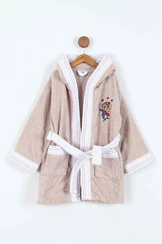 Clown Embroidered Hooded Children's Bathrobe - 100% Cotton - Original Boxed