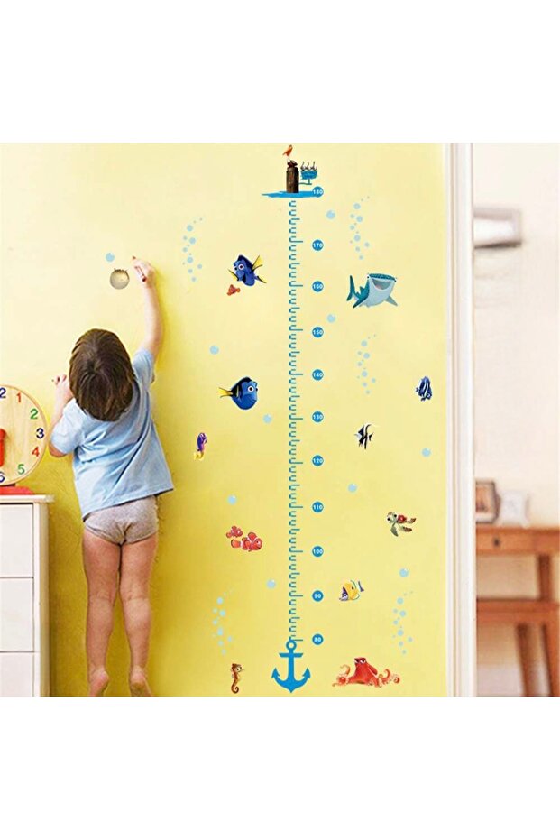 Sticker Boy Height Chart Children's Room Wall Decoration Ocean Animals 80-180cm Height Chart Waterproof Sticker