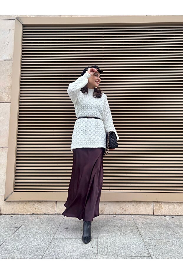 Crew Neck Textured Knit Tunic