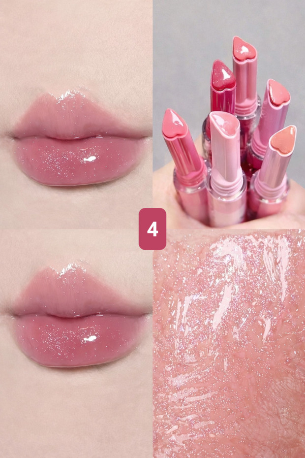 Korean Style Glitter Lip Gloss Lipstick 04 – Glass Effect Shimmering Lips – Moisturizes All Day