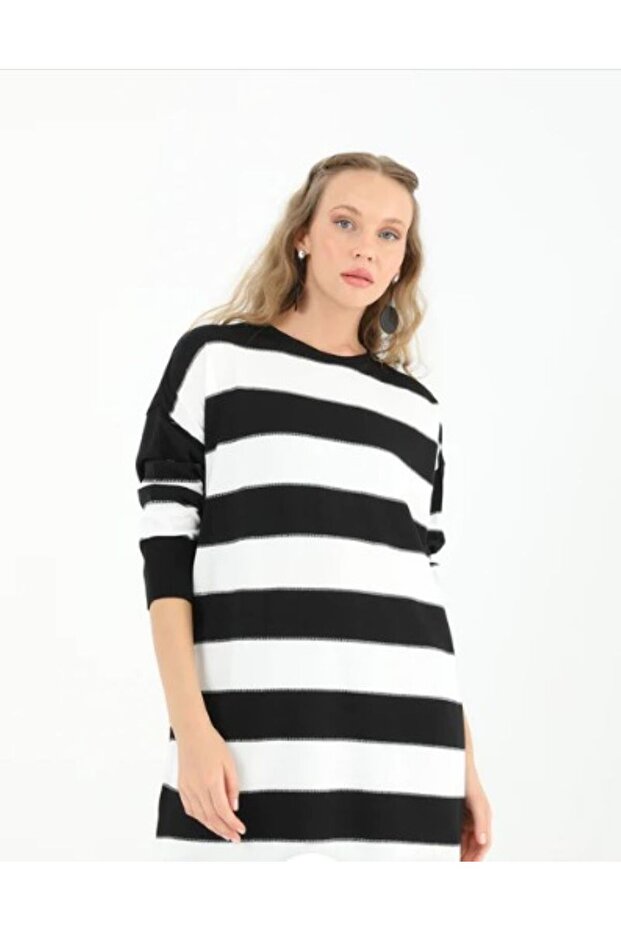Çizgili Simli Triko tunik - 1