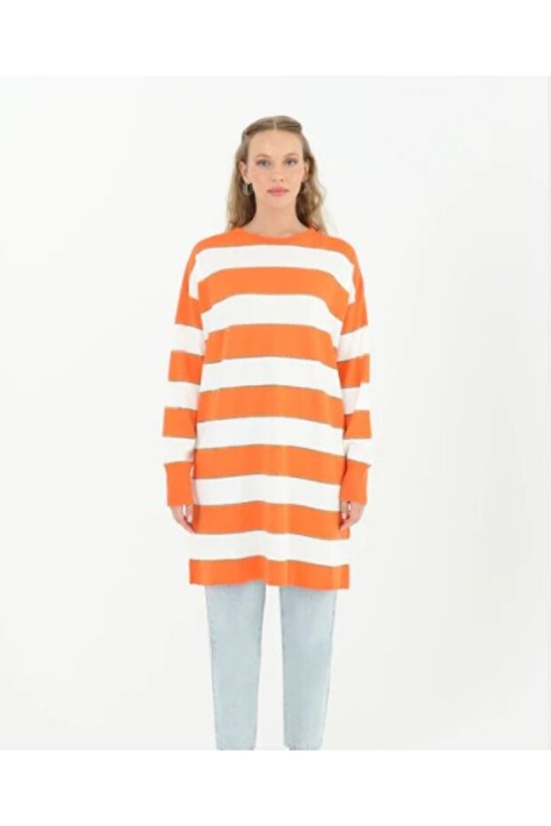 Çizgili Simli Triko tunik - 2