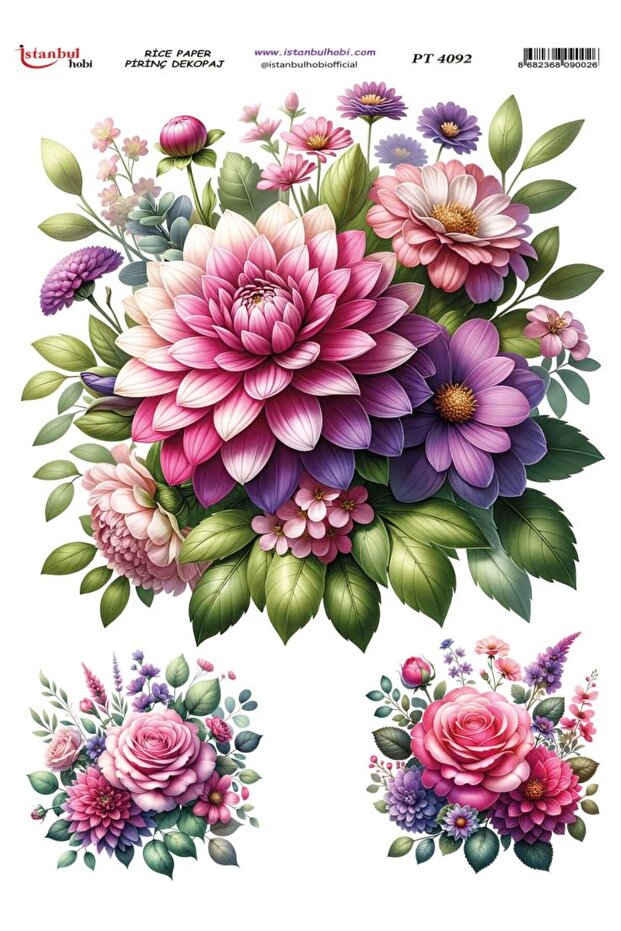 Rice Decopage Paper 30X42Cm Pt-4092 Flower