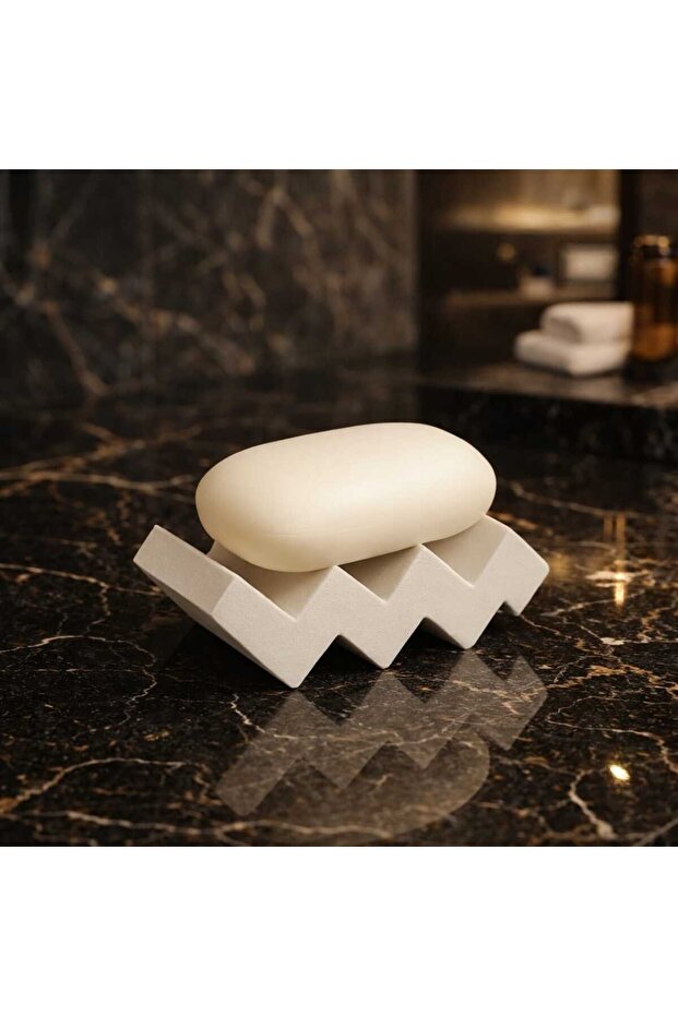 Marble Patterned Bathroom Kitchen Toilet Concrete Solid Soap Dish Zigzag Model - 1
