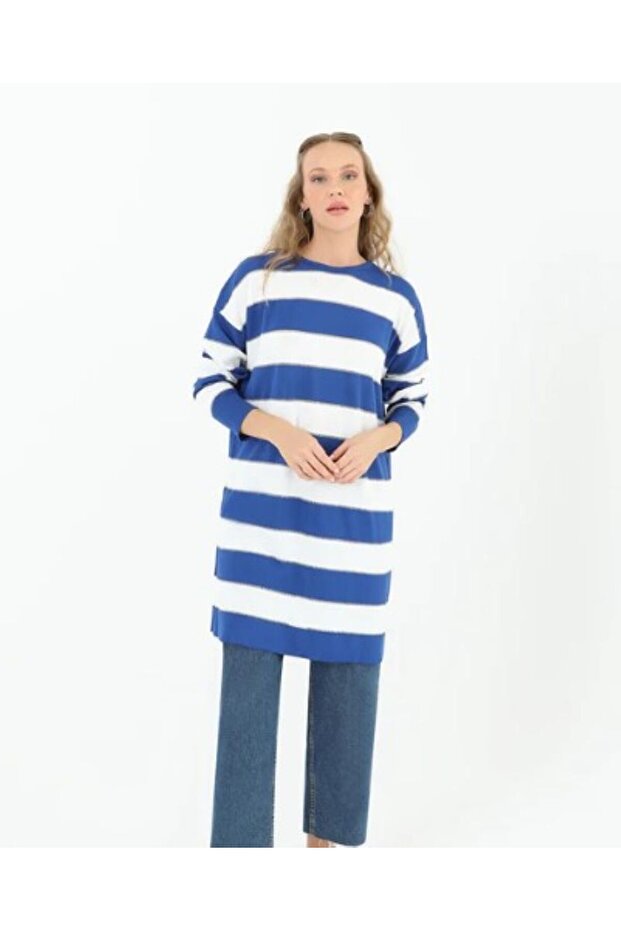 Çizgili Simli Triko tunik - 5