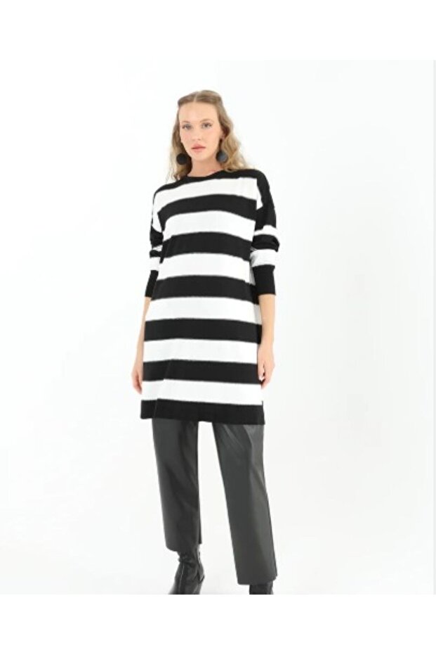 Çizgili Simli Triko tunik - 5