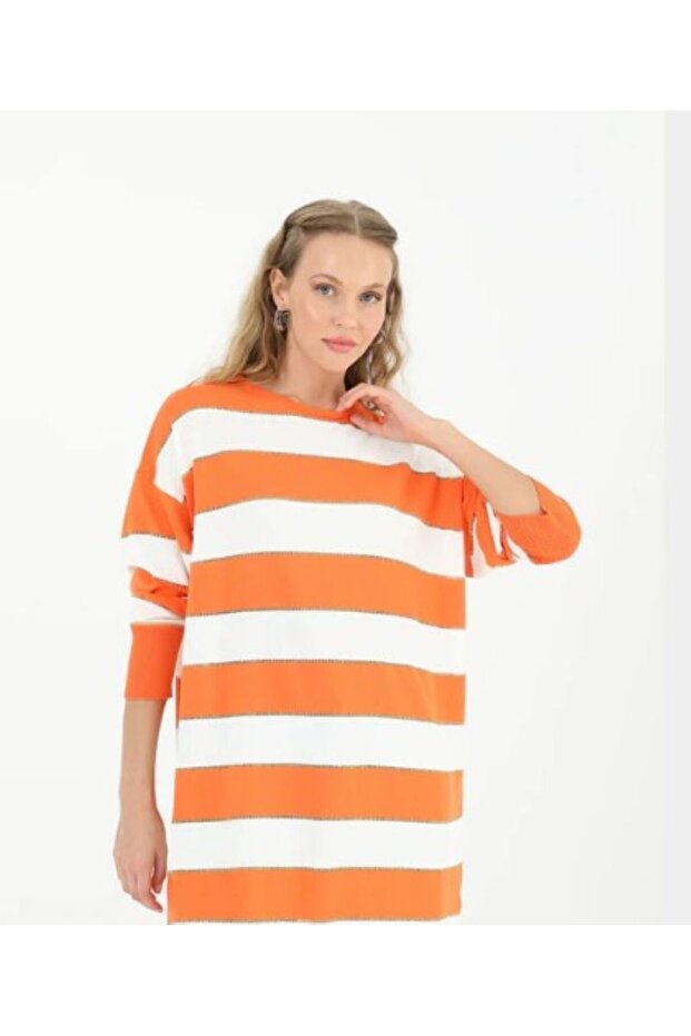 Çizgili Simli Triko tunik - 1