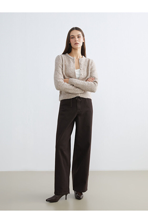 Brown baggy fit women's jean pants from plus-store