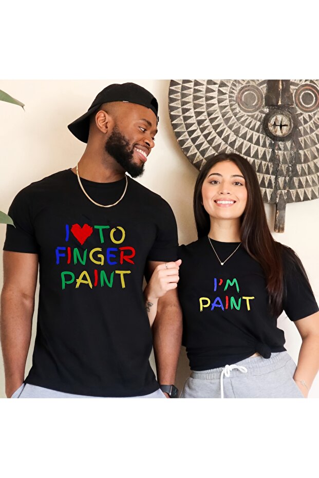 Double Matching Set 1 Men's Model Valentine's Day Printed Relaxed Fit T-shirt