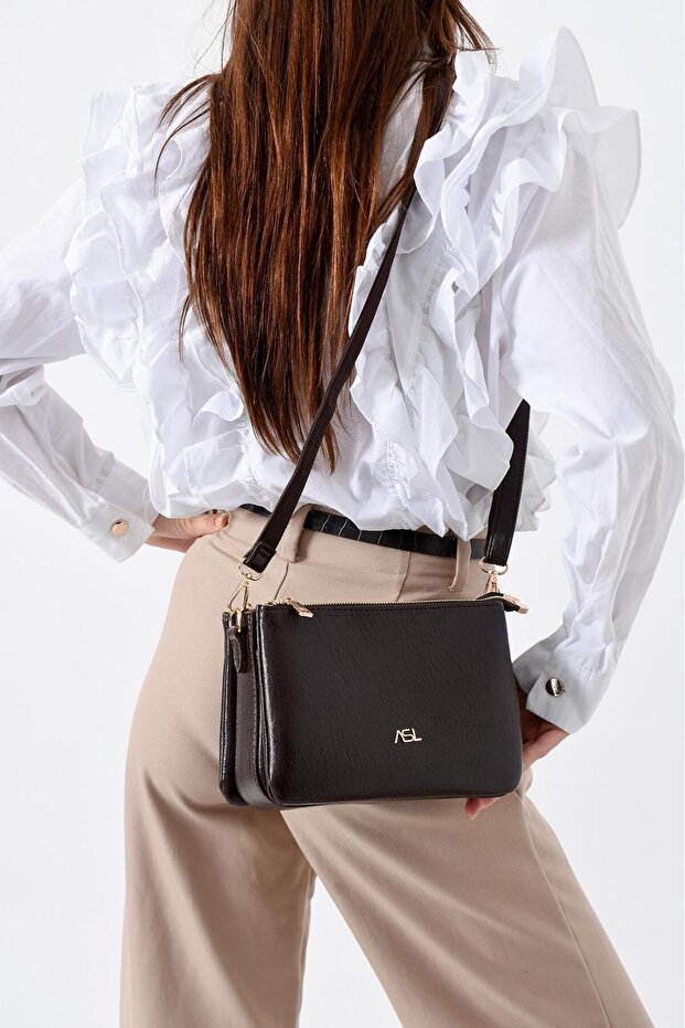 Women's Multi-Compartment Stylish Quality Leather Crossbody Bag Suitable for Daily Use 733
