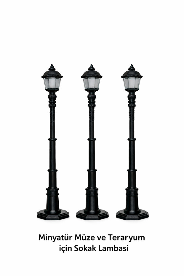 Köseoğlu 3 Adet Sokak Lambası - Teraryum ve Minyatür Müze için Figür - 1/50 Ölçekli 1:50 5,5 cm