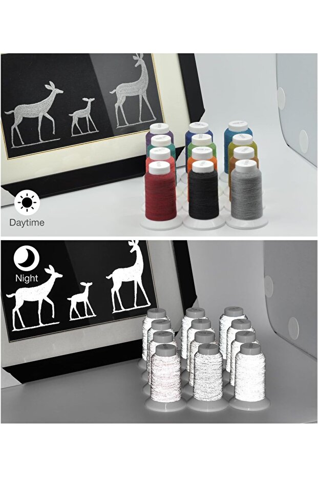 Embroidery Thread Set 10 Spools - 1000 m, Reflective Colors - 3