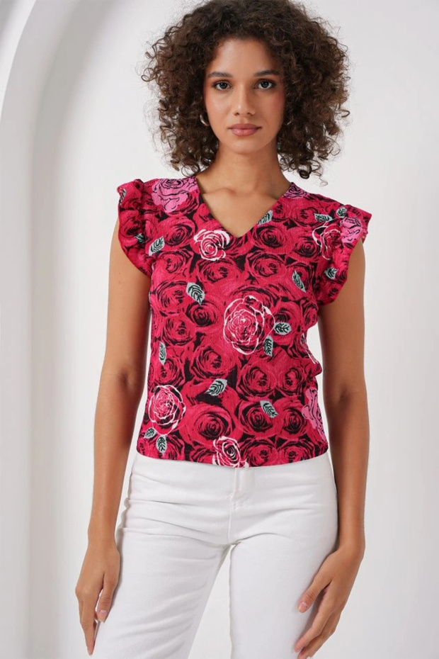    0430 Knitted Blouse - D.Red - 2