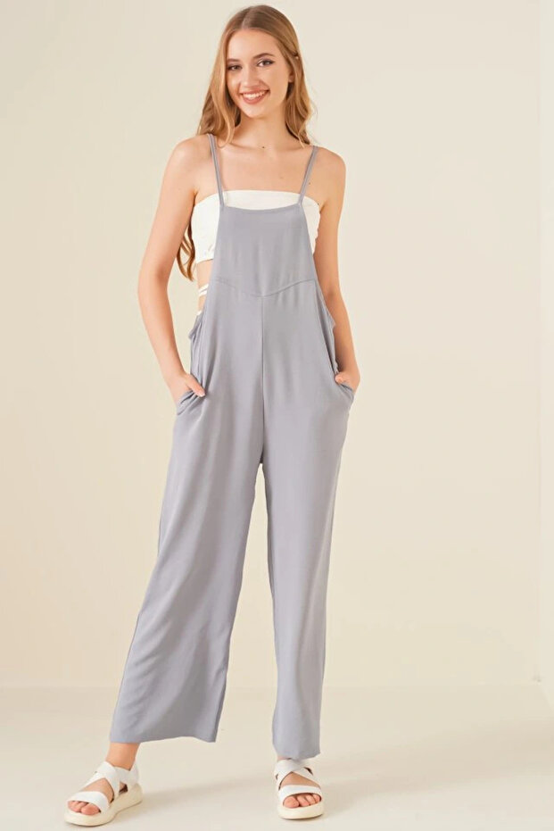 7019 Strappy Gardener Overalls - Gray - 1