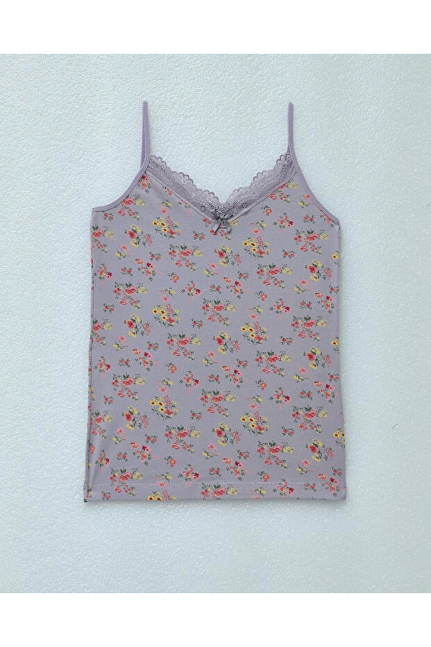 قميص داخلي منقوش برباط - لون أرجواني فاتح - 1