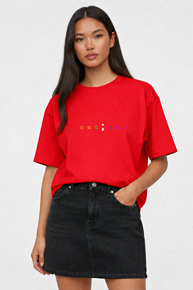 Women's Oversized T-Shirt 100% Cotton Comfortable Fit Contnue Printed Premium