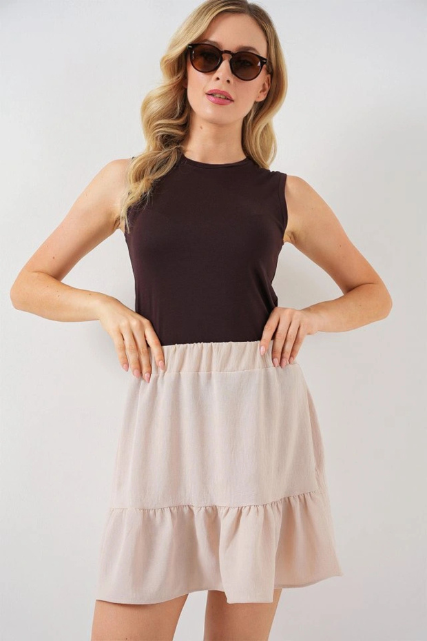 تنورة ايروبين ميني 8054 - كريمي - 1