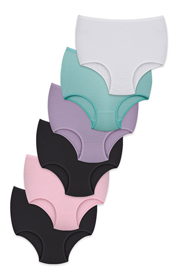 Women's Panties High Waist 6 Pack - Everyday Use, Cotton, Underwear Different Color Options