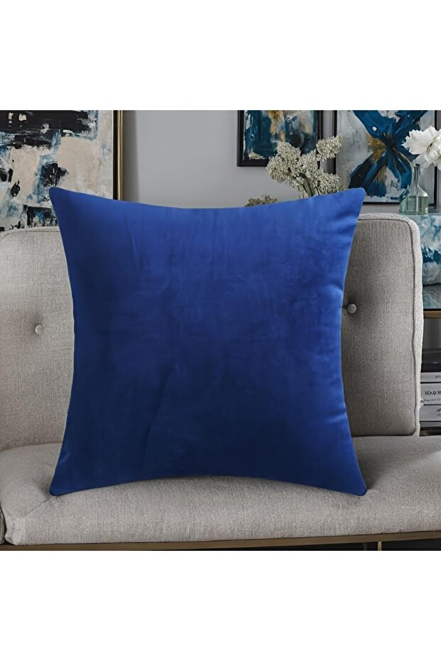 Velvet Textured Soft Fabric Throw Pillow Cover 40 X 40 - 2 Pieces (Without Filling) with Hidden Zipper